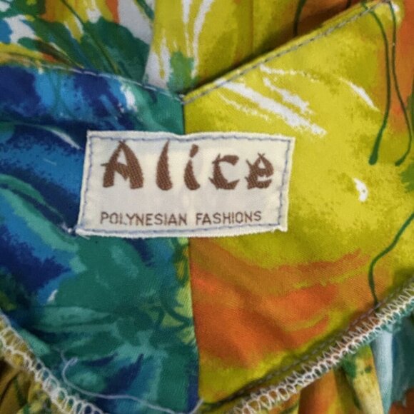 Alice Polynesian Fashions 60s Colorful Floral Tiki Maxi Muumuu Caftan Dress - Picture 3 of 10